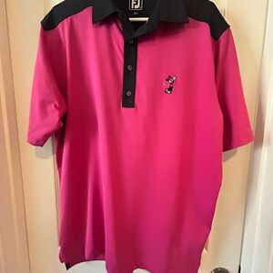 FootJoy Men's Vibrant Pink and Navy Polo